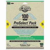 Gator Premium Light Stripping Sandpaper - 9-in W x 11-in L - 100 Grit - Aluminum Oxide Abrasive - 15 Per Pack