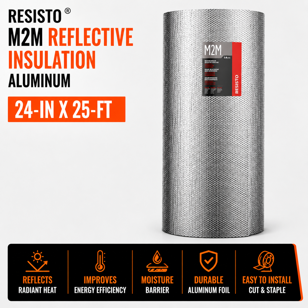 Resisto M2M Reflective Insulation - Aluminum - 24-in x 25-ft