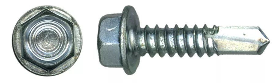 #12 x 3/4" DRILL-X Hex Washer Head Self-Drilling Tapping Screws - Zinc Plated -9/Pack