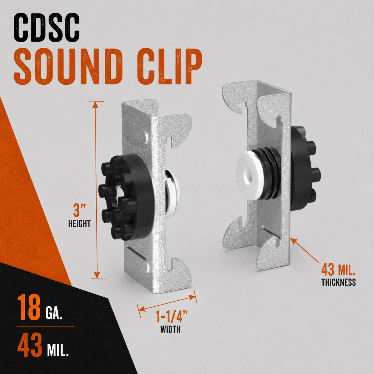 18ga 43mil. 3 in. x 1-1/4 in. CDSC Sound Clip