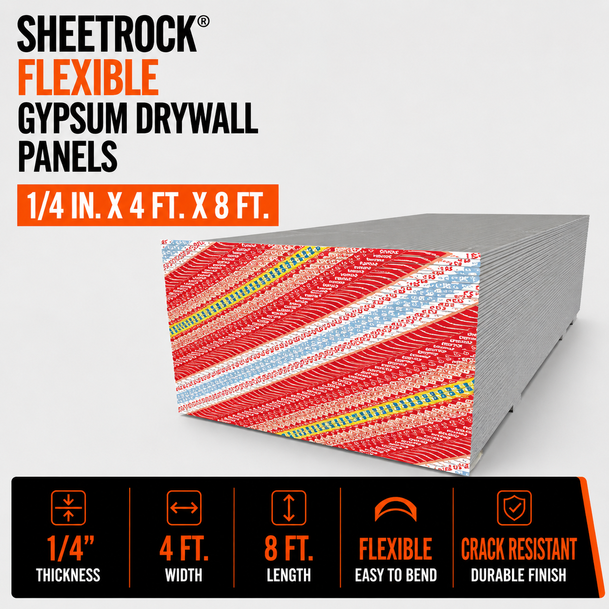 1-4 in x 4 ft x 8 ft Sheetrock Flexible Gypsum Drywall Panels