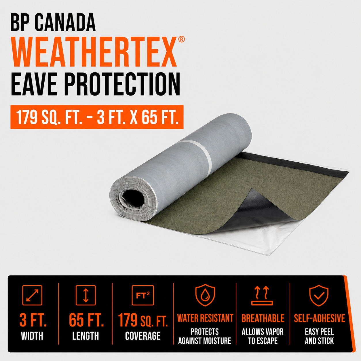 BP Canada Weathertex Eave Protection 179 sq. ft - 3-ft x 65-ft