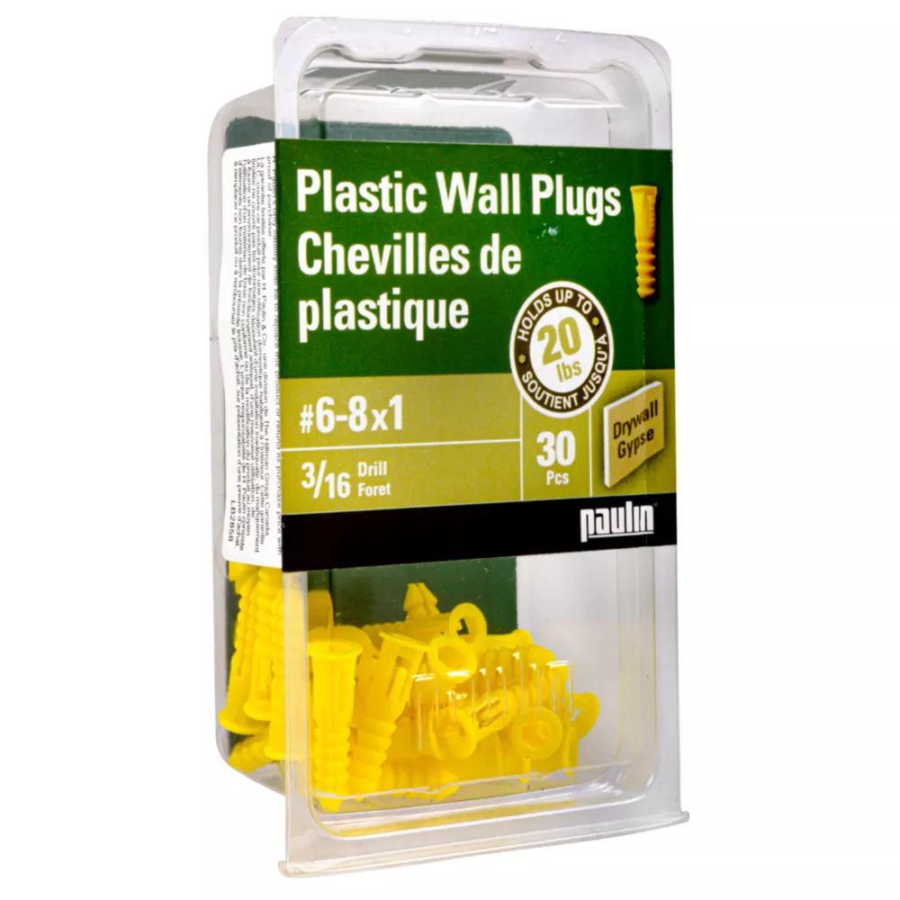 #6-8 x 1" Yellow Plastic Anchors- 30/Pack