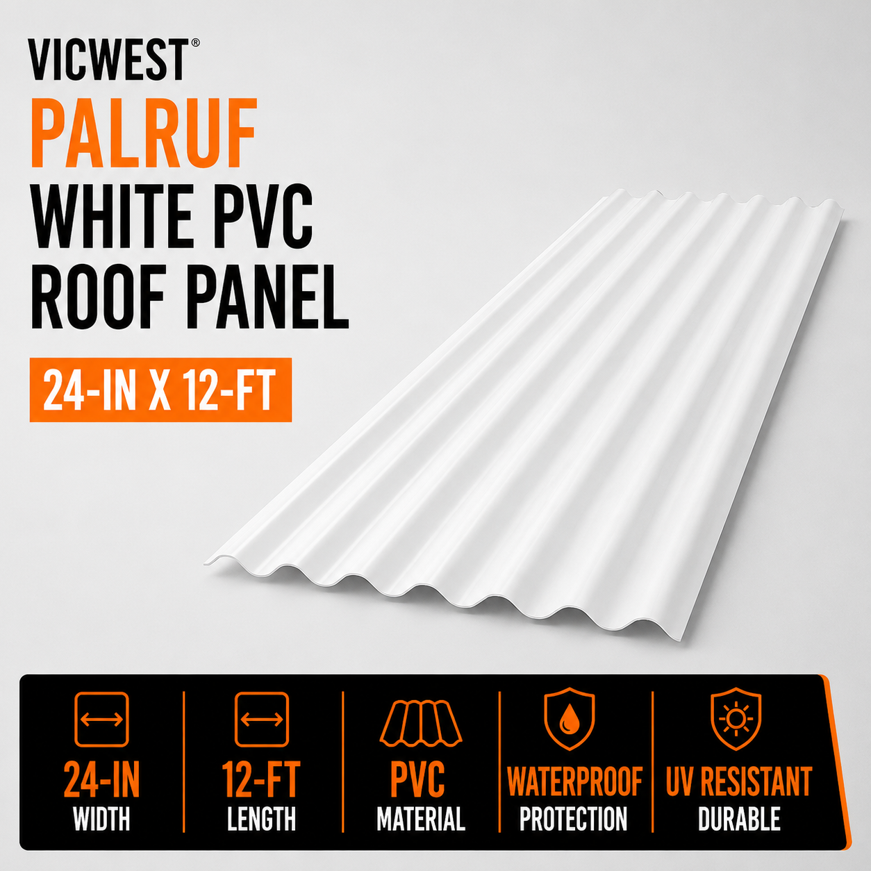 Vicwest Palruf 24-in x 12-ft White PVC Roof Panel