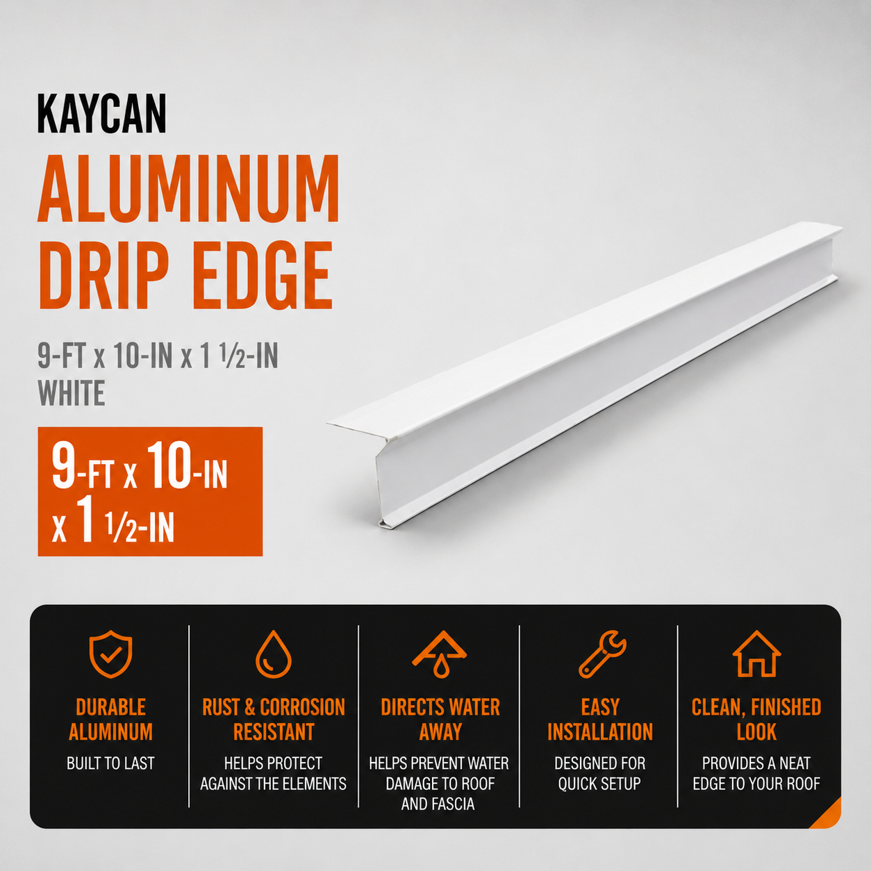 Kaycan 9-ft x10-in x 1 1-2-in White Aluminum Drip Edge