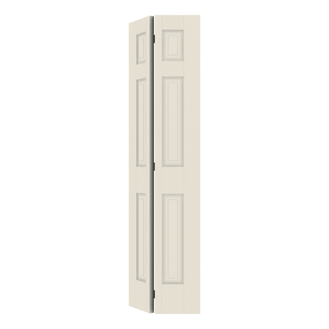 Metrie 24-in x 80-in 6-Panel Hollow Core Textured Bifold Closet Door