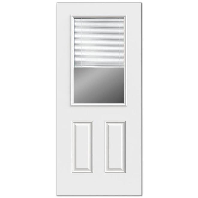 JELD-WEN Reliabilt 2-Panel Steel Entry Door - Mini Blinds Between Glass - 36-in x 80-in - Lefthand - Off-White