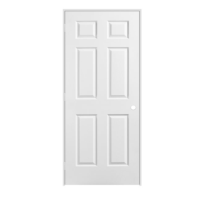 26-in x 80-in 6-Panel Textured Right-Hand Primed Pre-Hung Interior Door