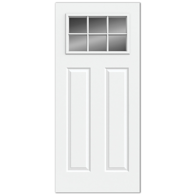 CRAFTSMAN Galvanized Steel Door - 6-Lites - Primed - Right-Hand Inswing - 34-in W x 80-in H