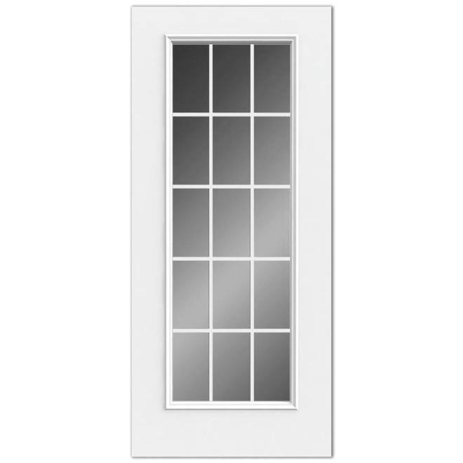 JELD-WEN Reliabilt 15-Lite Steel Entry Door - Grills Between Glass - 32-in x 80-in - Lefthand - Off-White