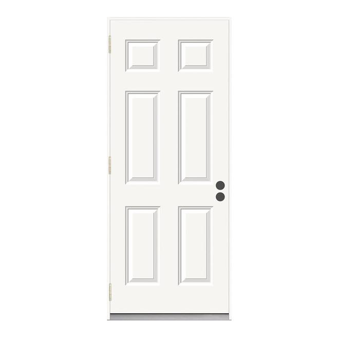 JELD-WEN Reliabilt 6-Panel Outswing Steel Entry Door 32-in x 80-in
