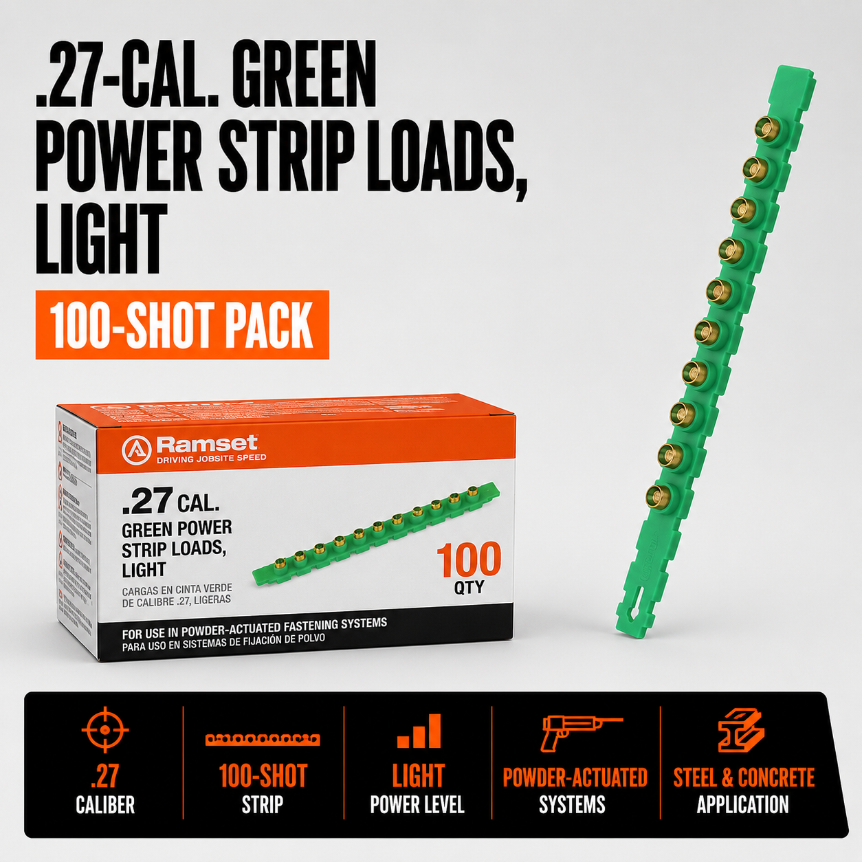 0.27-Cal. Green Power Strip Loads, Light (100-Shot Pack)