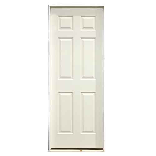 32-in x 80-in 6-Panel Textured Right-Hand Primed Pre-Hung Interior Door