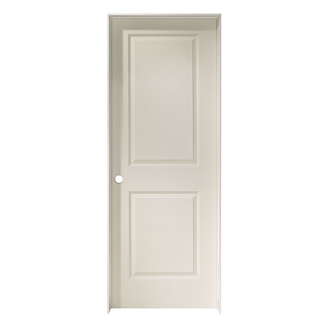 30-in x 80-in 2-Panel Smooth Right-Hand Primed Pre-Hung Interior Door