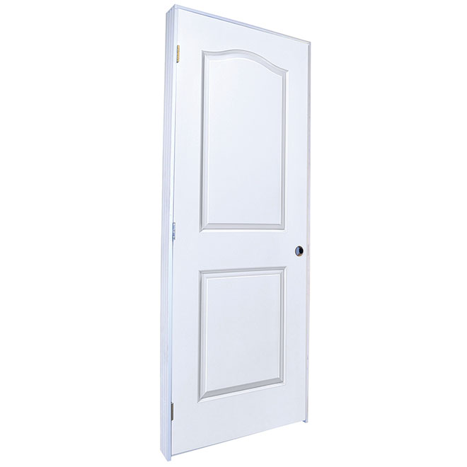 Masonite Prehung Interior Door - Traditional 2-Panel Arch Top - Left-Hand Swing - 28-in W x 80-in H
