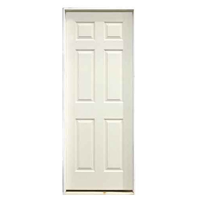 30-in x 80-in 6-Panel Textured Left-Hand Primed Pre-Hung Interior Door