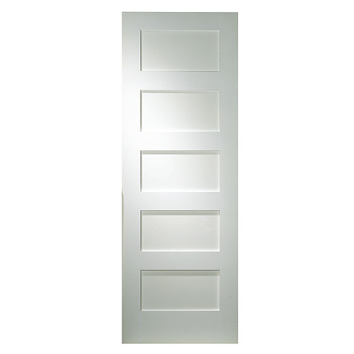 28-in x 80-in 5-Panel Shaker Primed MDF Solid Core Interior Door