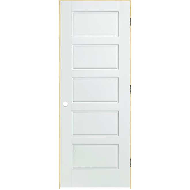 Metrie Interior Door - Pre-Machined - Riverside 5-Panel - Primed Hardboard - 32-in W x 80-in H