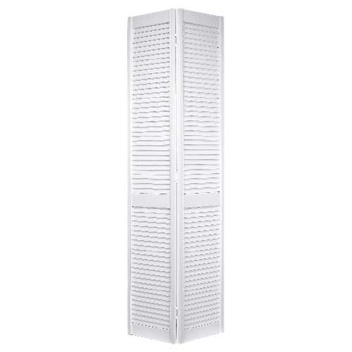 Metrie 24-in x 80-in x 1 1/8-in White Primed Finger-Jointed Pine Louvered Bifold Door