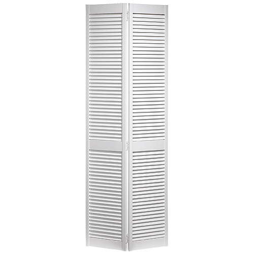 Metrie 30-in x 80-in x 1 1/8-in White Primed Finger-Jointed Pine Louvered Bifold Door