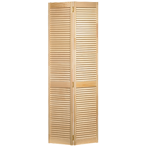 Metrie Shaker Bifold Door - Natural - Finger-Jointed Pine - Louver - 30-in W x 80-in H x 1 1/8-in T