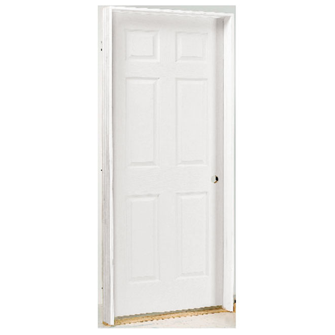24-in x 80-in 6-Panel Textured Right-Hand Primed Pre-Hung Interior Door