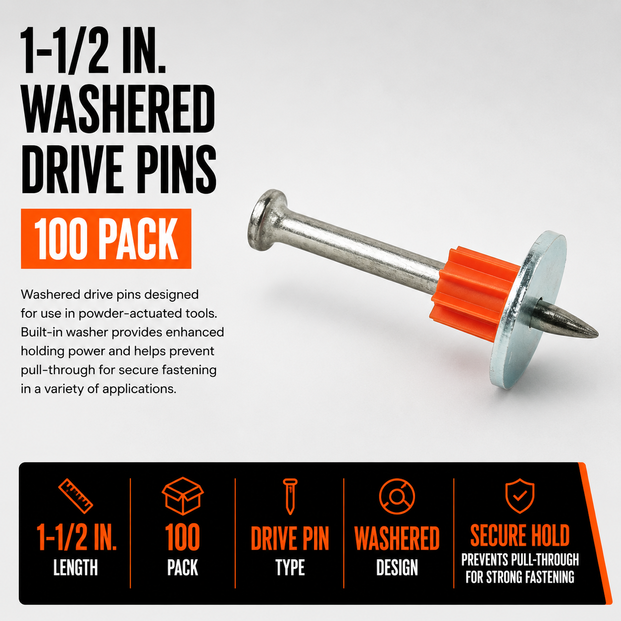 1-1/2 in. Washered Drive Pins (100 Pack)