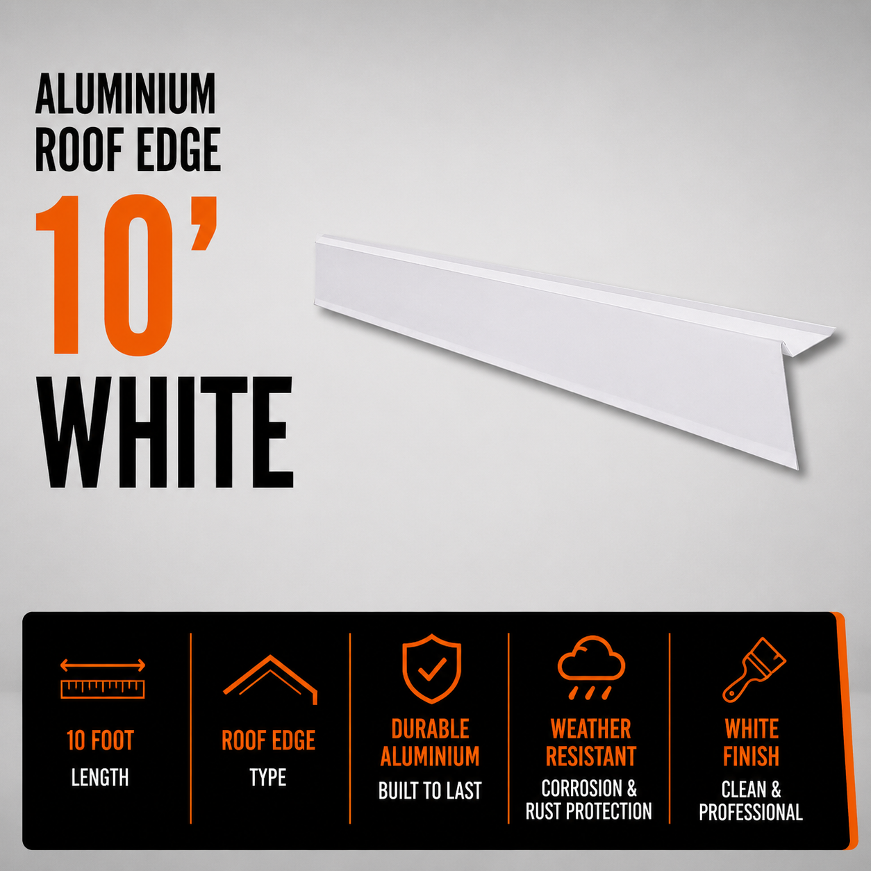 Aluminium Roof Edge - 10' - White