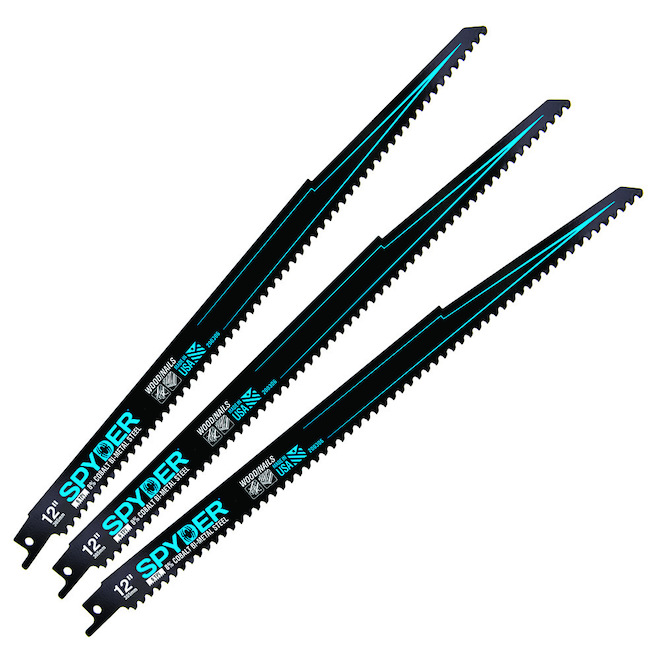 Spyder Saw Blade for Reciprocating Saw - 3x 12-in Blade Set