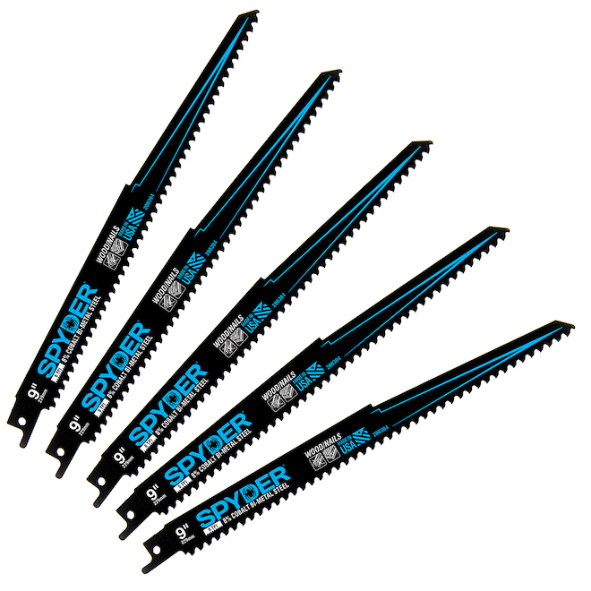Spyder Bi-Metal Reciprocating Saw Blades - 9-in 6 Teeth - Pack of 5