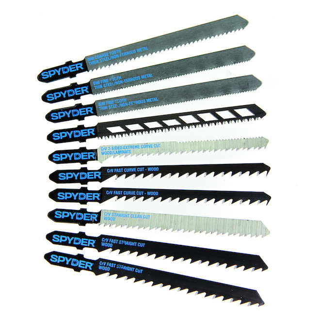 Spyder HSS Jig Saw T-Shank Blades for Jig Saw - 10 Pieces