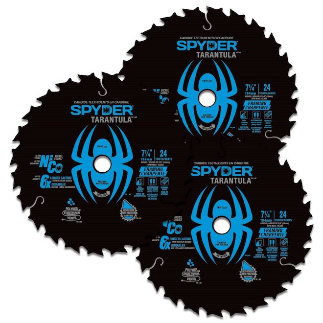 Spyder Tarantula Framing 7 1/4-in Steel Circular Saw Blade Set - 24 Tungsten Carbide-Tipped Teeth - 3/Pack