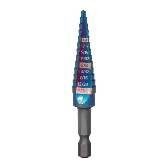 Spyder Stinger HSS 13-Step Drill Bit -1/8 to 1/2-in - Mach-Blue Armor Plating