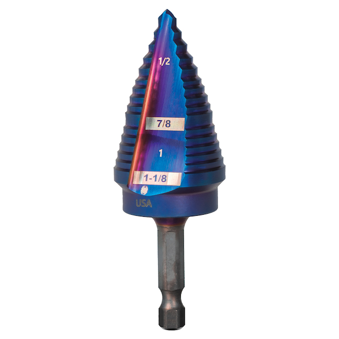 Spyder Stinger HSS 12-Step Drill Bit -3/16 to 7/8-in - Mach-Blue Armor Plating
