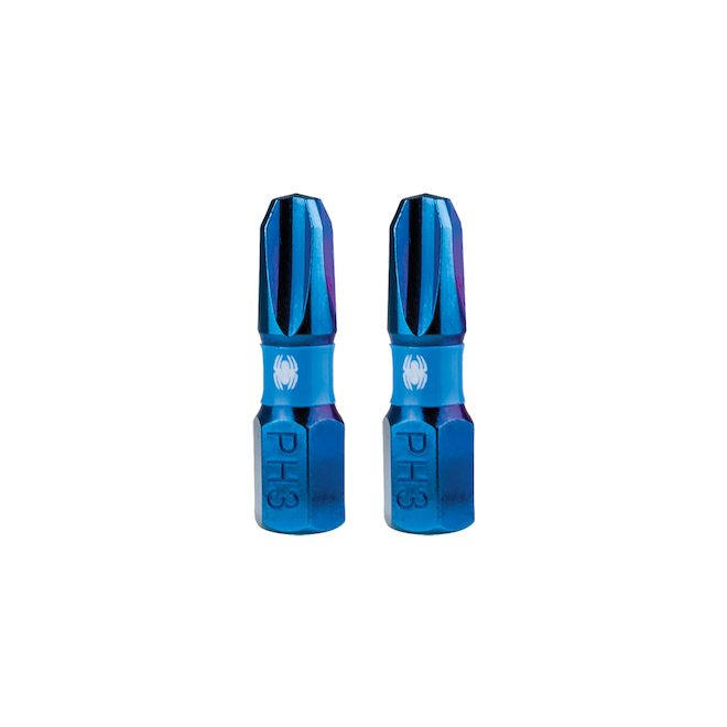 Spyder Mach-Blue Phillips #3 Steel Impact Driver Bit Kit - 1/4 x 1-in - 2/Kit
