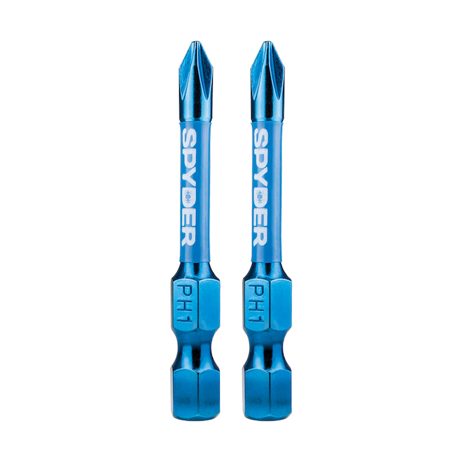 Spyder Mach-Blue 2-Piece Phillips #1 Steel Impact Driver Bit Kit - 2-in