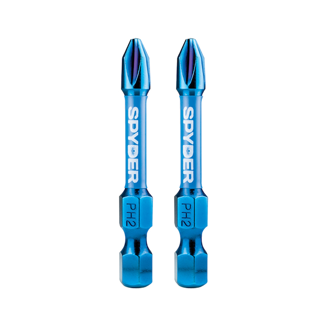 Spyder Mach-Blue 2-Piece Phillips #2 Steel Impact Driver Bit Kit - 2-in