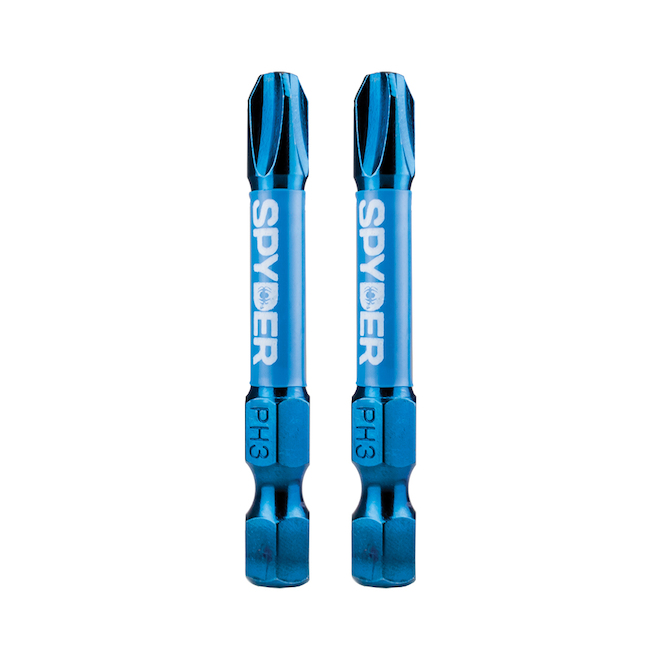 Spyder Mach-Blue 2-Piece Phillips #3 Steel Impact Driver Bit Kit - 2-in
