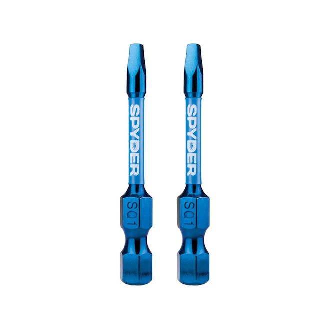 Spyder Mach-Blue 2-Piece Square #1 Steel Impact Driver Bit Kit - 2-in
