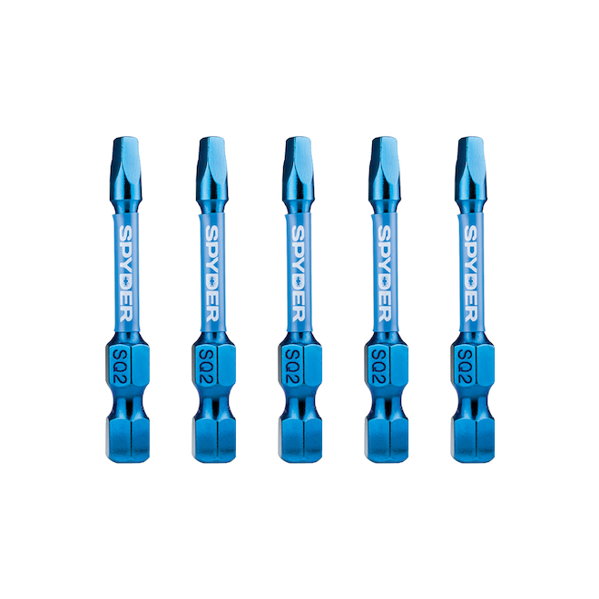 Spyder Mach-Blue SQ2 1/4-in x 2-in Impact Driver Bits 5-Pack