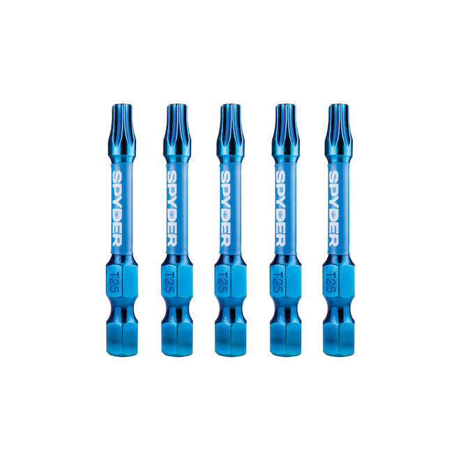 Spyder Mach-Blue T25 5-Piece 1/4-in x 2-in Torx Impact Driver Bit