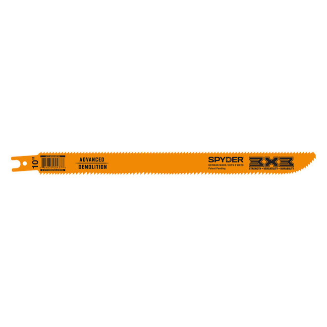 Spyder 3X3 Double-Sided 1-Pack 10-in 8/10-TPI Demolition Cutting Reciprocating Saw Blade