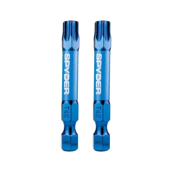 Spyder Mach-Blue 2-Piece T40 Steel Impact Driver Bit Set - 1/4 x 2-in