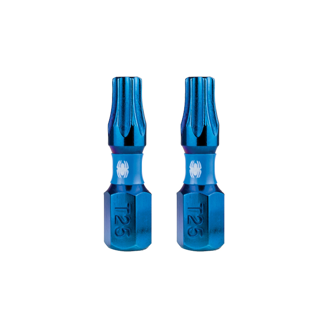 Spyder Mach-Blue 2-Piece T25 Steel Impact Driver Bit Set - 1/4 x 1-in