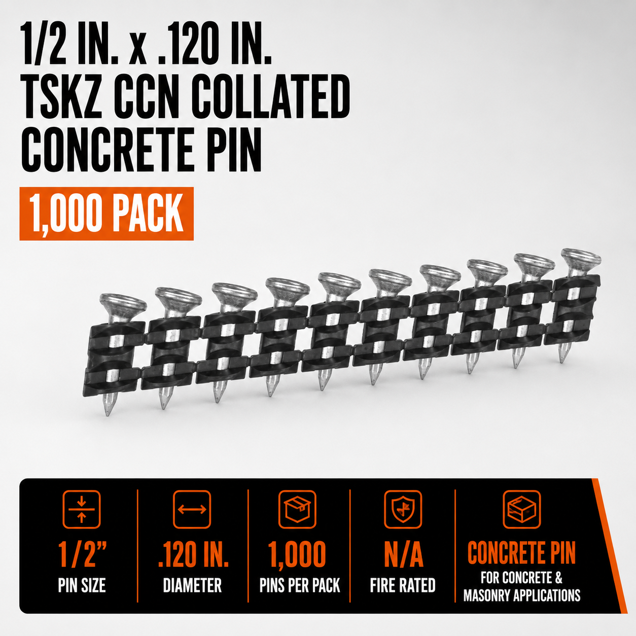 1/2 in. x .120 in. TSKZ CCN Collated Concrete Pin (1,000 pack)
