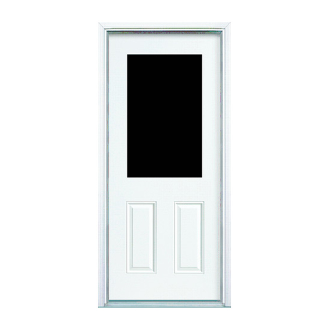 Masonite 2-Panel Primed Entry Door - Right-Hand Swing - 24-Gauge Steel - 32-in W x 80-in H - 32-in W x 80-in H