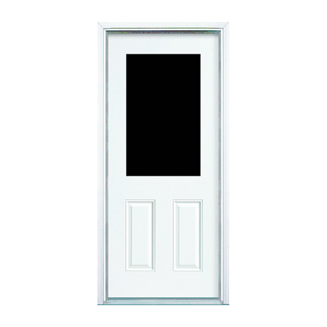 Masonite 2-Panel Primed Finish Steel Entry Door - Right-Handed Swing - 24-Gauge Steel - 36-in W x 80-in H