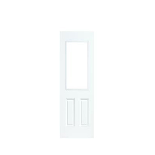 Masonite 2-Panel Entry Door with Primed White Finish - 24-Gauge Steel - 31 3/4-in W x 79-in H - Glass Half-Lite