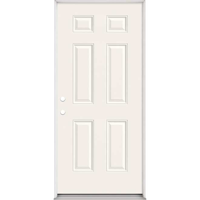 Masonite Pre-Hung Steel Entry Door - 6-Panel - Right-Hinged Frame - White