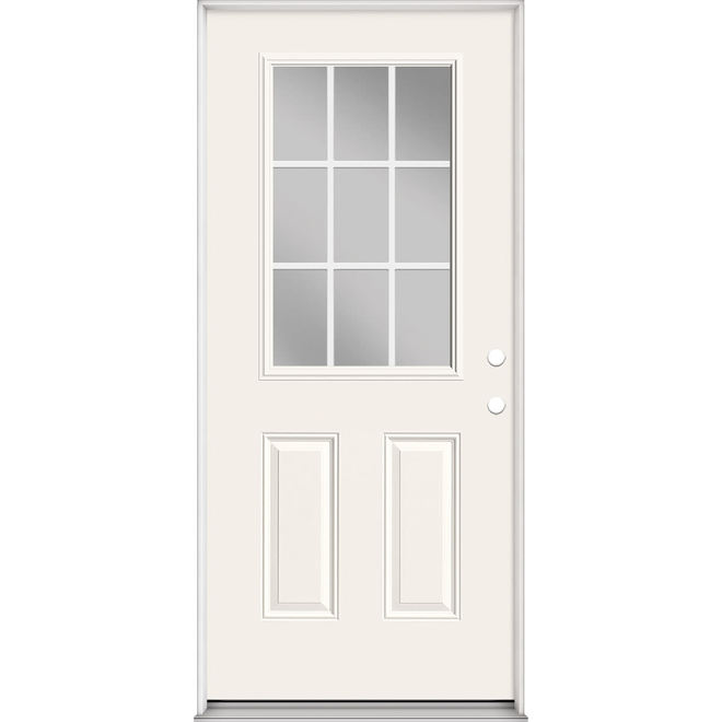 Masonite 32-in x 80-in 9-Lite 2-Panel Primed Steel Prehung Entry Door Lefthand - White
